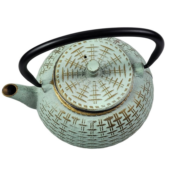 Arogya Japanese Tetsubin Cast Iron Teapot Mint Green with SS Strainer 27 oz. - Picture 4 of 5